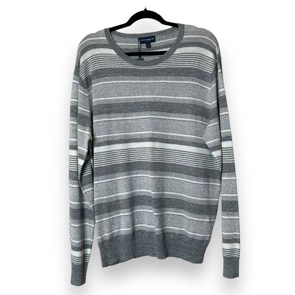 Peter Millar Other - Peter‎ Millar Sweater Men Sz XL Gray Cream Stripe Lightweight Linen/wool $298